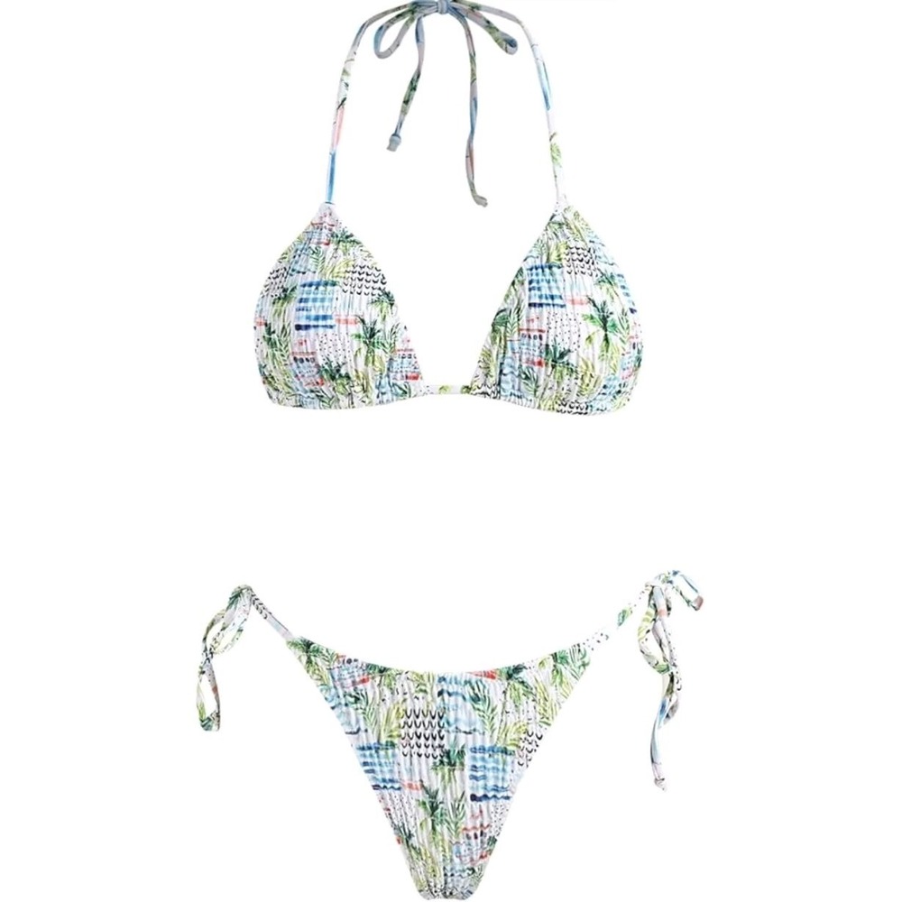 Volafa 2 Piece String Bikini Swimsuit Floral Size M NWOT Small